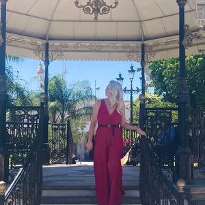 Anthropologie red jumpsuit
